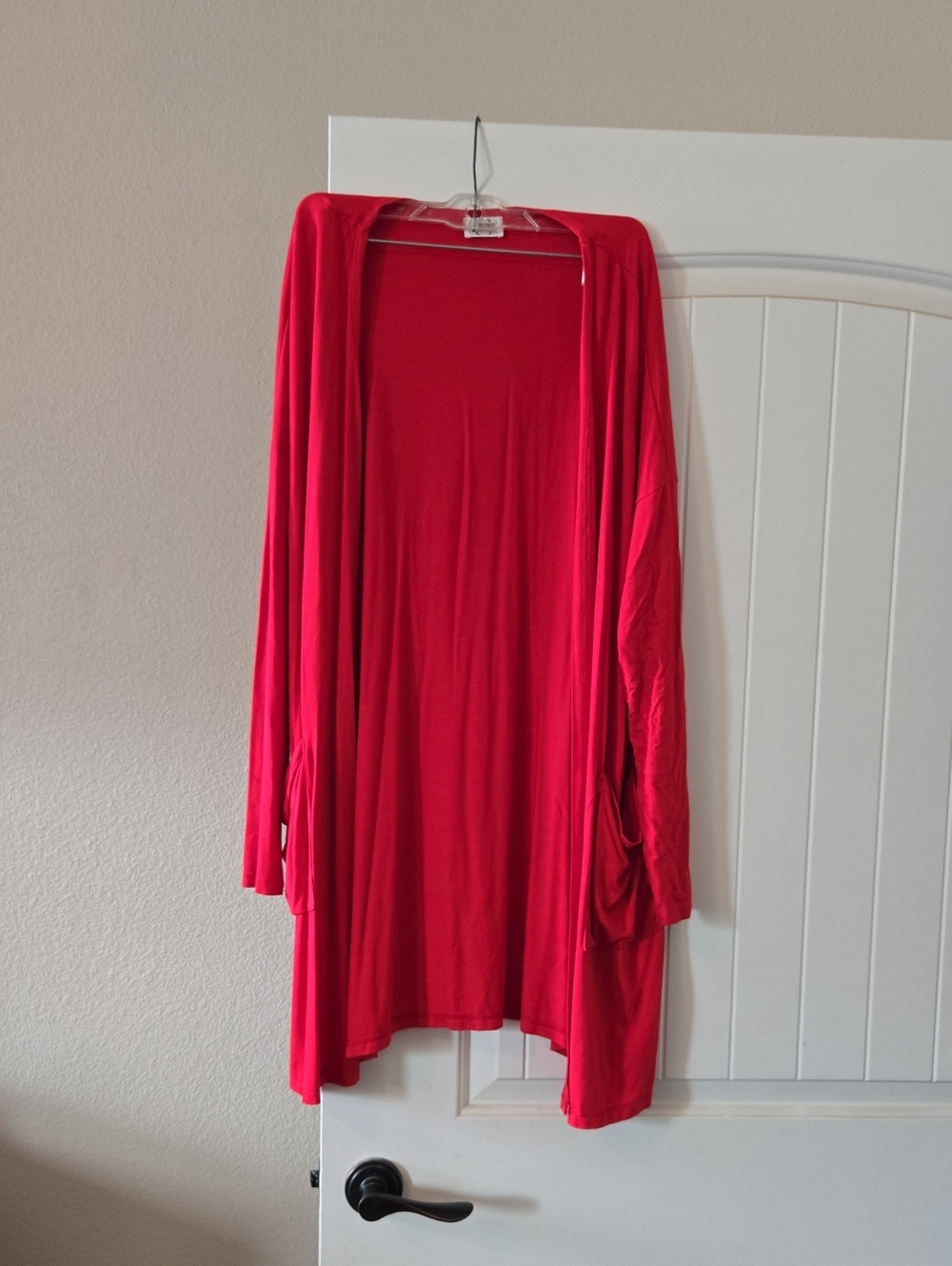 Bright Red Open-Front Women's Cardigan